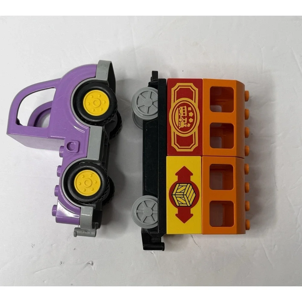 LEGO Duplo Train Car Coach Cabin & Purple Flat Bed Truck Collect Child Toy Used‎